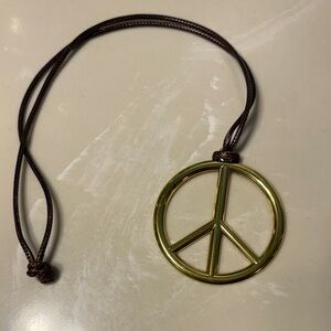 Gold Peace Sign Pendant Necklace